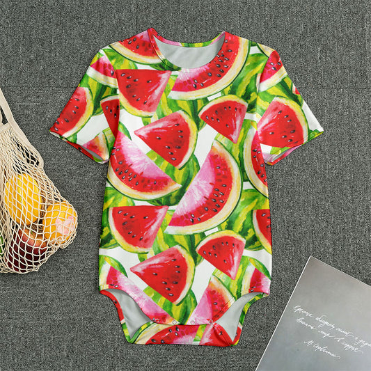 Watercolor Watermelon Pattern Print Men's Bodysuit