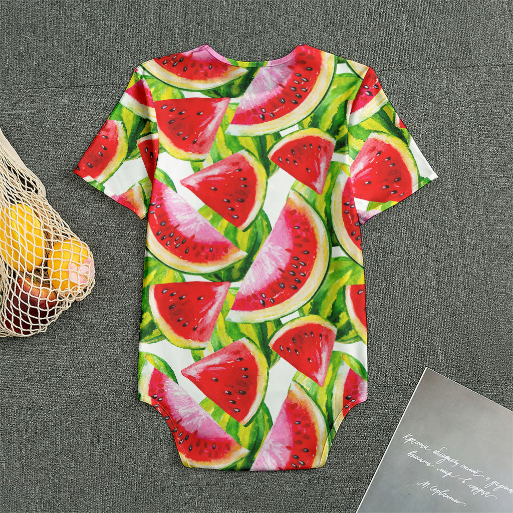 Watercolor Watermelon Pattern Print Men's Bodysuit