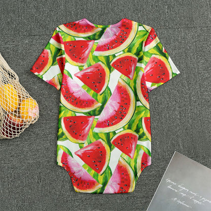 Watercolor Watermelon Pattern Print Men's Bodysuit