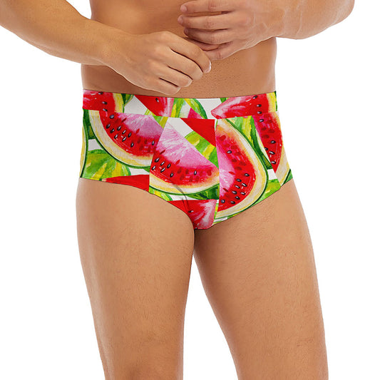 Watercolor Watermelon Pattern Print Men's Briefs