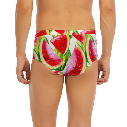 Watercolor Watermelon Pattern Print Men's Briefs