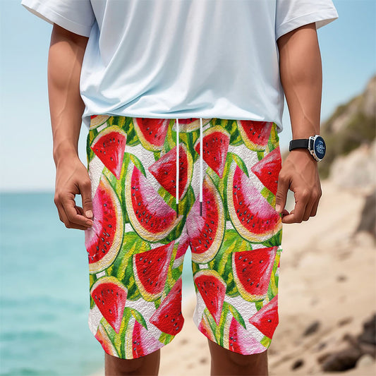 Watercolor Watermelon Pattern Print Men's Cargo Shorts