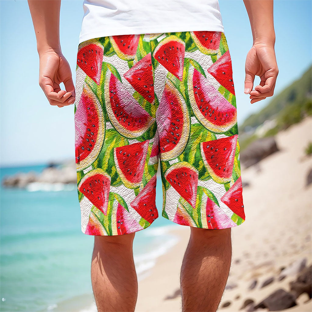 Watercolor Watermelon Pattern Print Men's Cargo Shorts