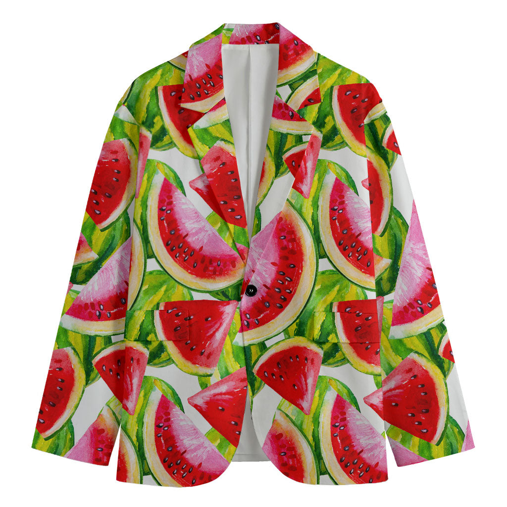 Watercolor Watermelon Pattern Print Men's Cotton Blazer