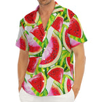 Watercolor Watermelon Pattern Print Men's Deep V-Neck Shirt