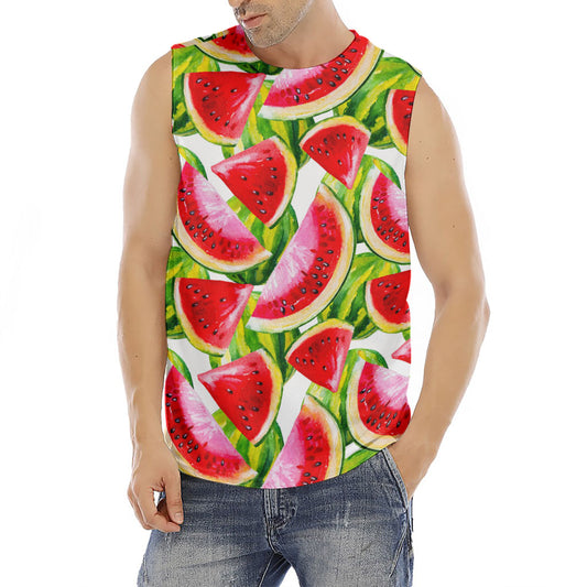 Watercolor Watermelon Pattern Print Men's Fitness Tank Top
