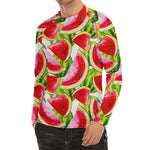 Watercolor Watermelon Pattern Print Men's Long Sleeve Rash Guard