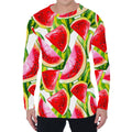Watercolor Watermelon Pattern Print Men's Long Sleeve T-Shirt
