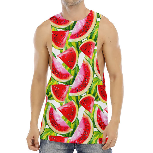 Watercolor Watermelon Pattern Print Men's Muscle Tank Top