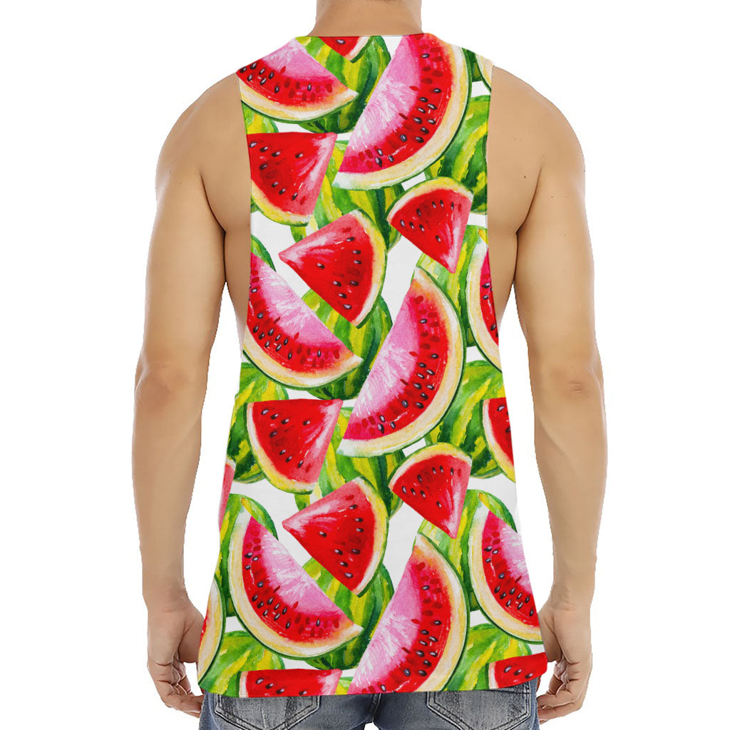 Watercolor Watermelon Pattern Print Men's Muscle Tank Top