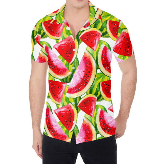 Watercolor Watermelon Pattern Print Men's Shirt