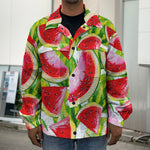 Watercolor Watermelon Pattern Print Men's Shirt Jacket