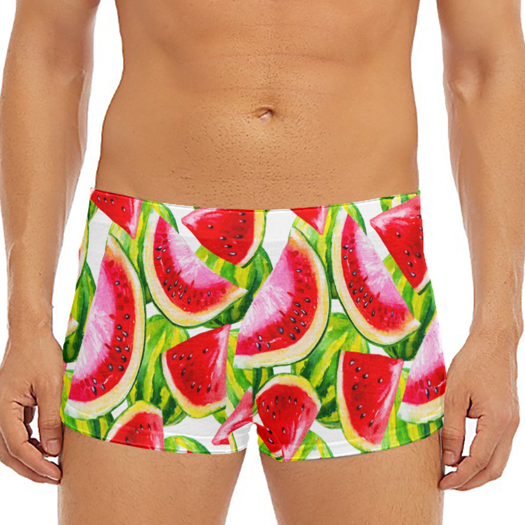 Watercolor Watermelon Pattern Print Men's Short Boxer Briefs