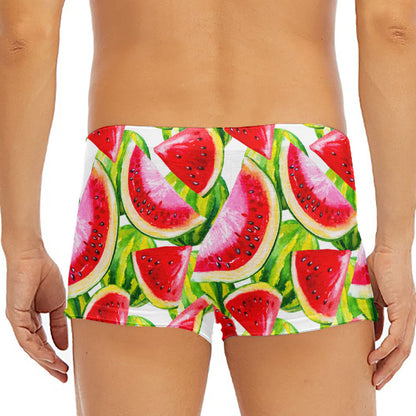 Watercolor Watermelon Pattern Print Men's Short Boxer Briefs