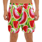 Watercolor Watermelon Pattern Print Men's Split Running Shorts