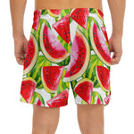 Watercolor Watermelon Pattern Print Men's Split Running Shorts