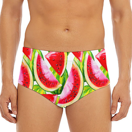 Watercolor Watermelon Pattern Print Men's Triangle Swim Briefs