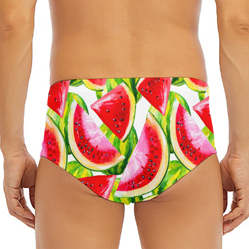 Watercolor Watermelon Pattern Print Men's Triangle Swim Briefs
