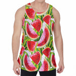 Watercolor Watermelon Pattern Print Men's Velvet Tank Top