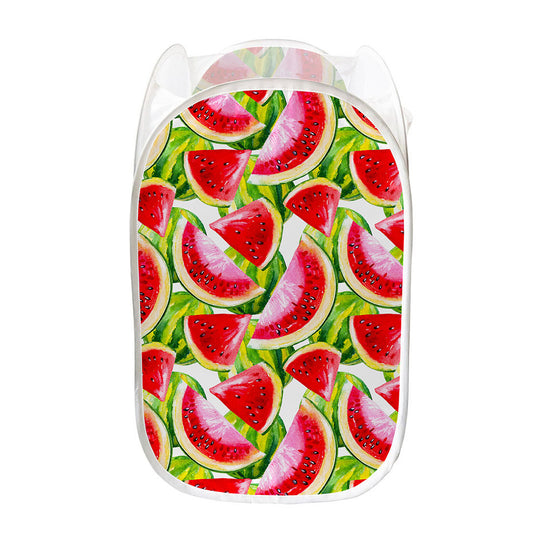 Watercolor Watermelon Pattern Print Mesh Laundry Hamper