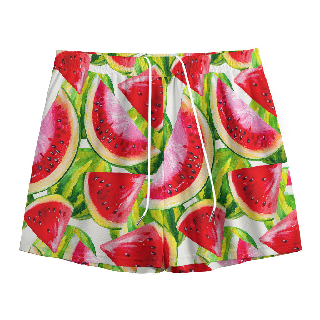 Watercolor Watermelon Pattern Print Mesh Shorts