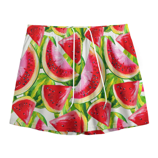Watercolor Watermelon Pattern Print Mesh Shorts