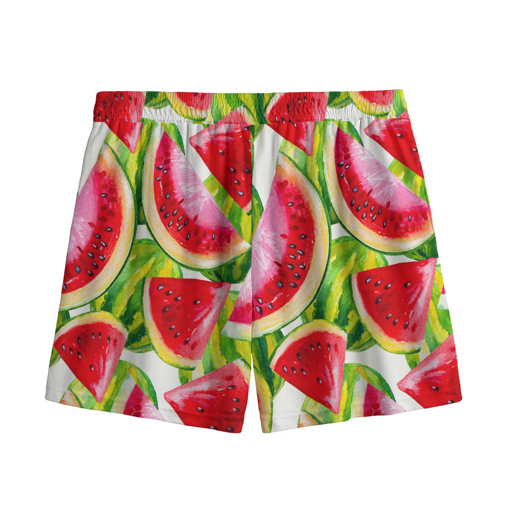 Watercolor Watermelon Pattern Print Mesh Shorts