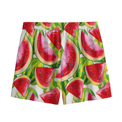 Watercolor Watermelon Pattern Print Mesh Shorts