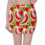 Watercolor Watermelon Pattern Print Pencil Mini Skirt