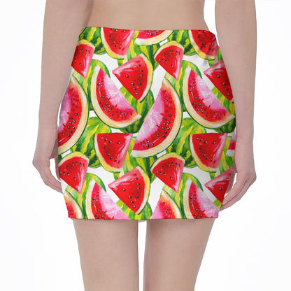 Watercolor Watermelon Pattern Print Pencil Mini Skirt