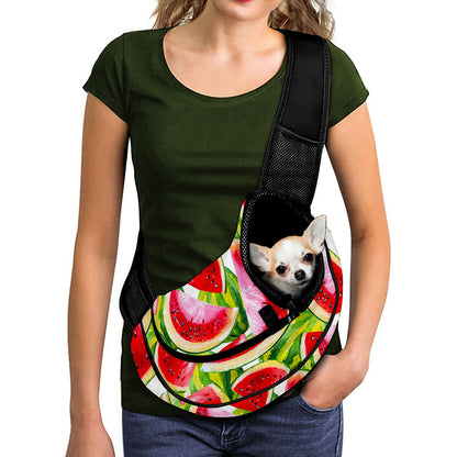 Watercolor Watermelon Pattern Print Pet Sling Carrier
