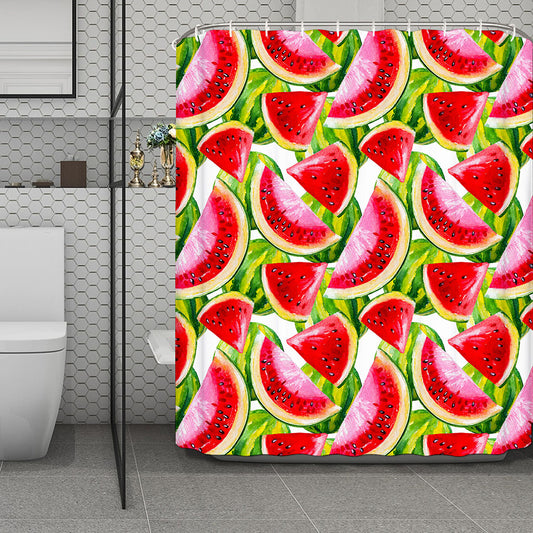 Watercolor Watermelon Pattern Print Polyester Shower Curtain
