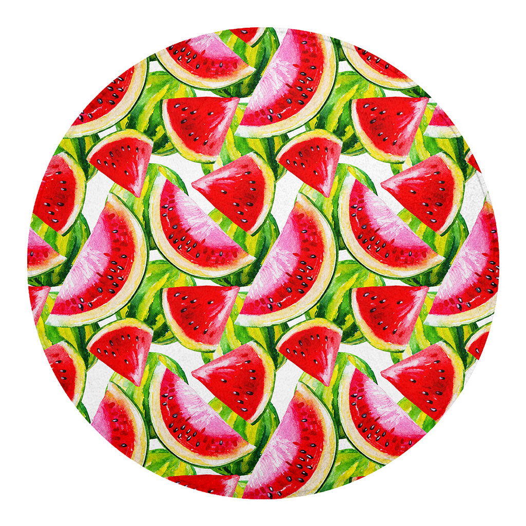Watercolor Watermelon Pattern Print Round Blanket