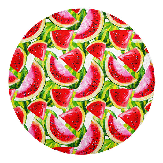 Watercolor Watermelon Pattern Print Round Blanket
