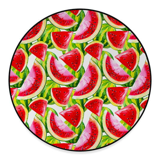 Watercolor Watermelon Pattern Print Round Floor Mat
