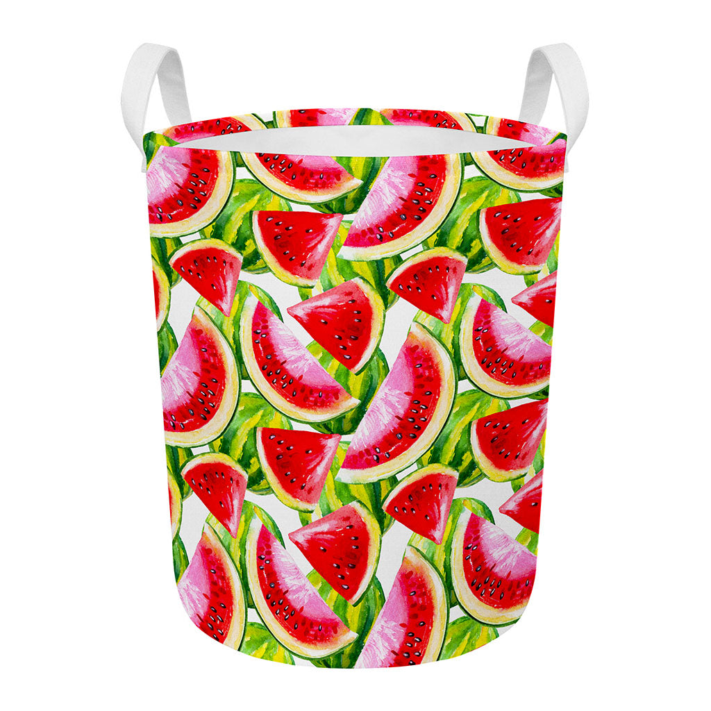 Watercolor Watermelon Pattern Print Round Laundry Basket