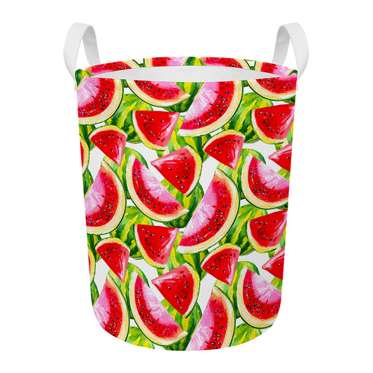 Watercolor Watermelon Pattern Print Round Laundry Basket