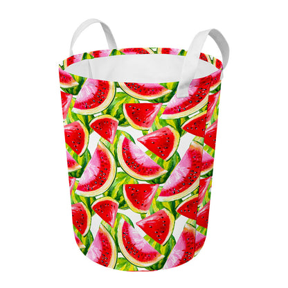 Watercolor Watermelon Pattern Print Round Laundry Basket