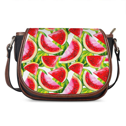 Watercolor Watermelon Pattern Print Saddle Bag