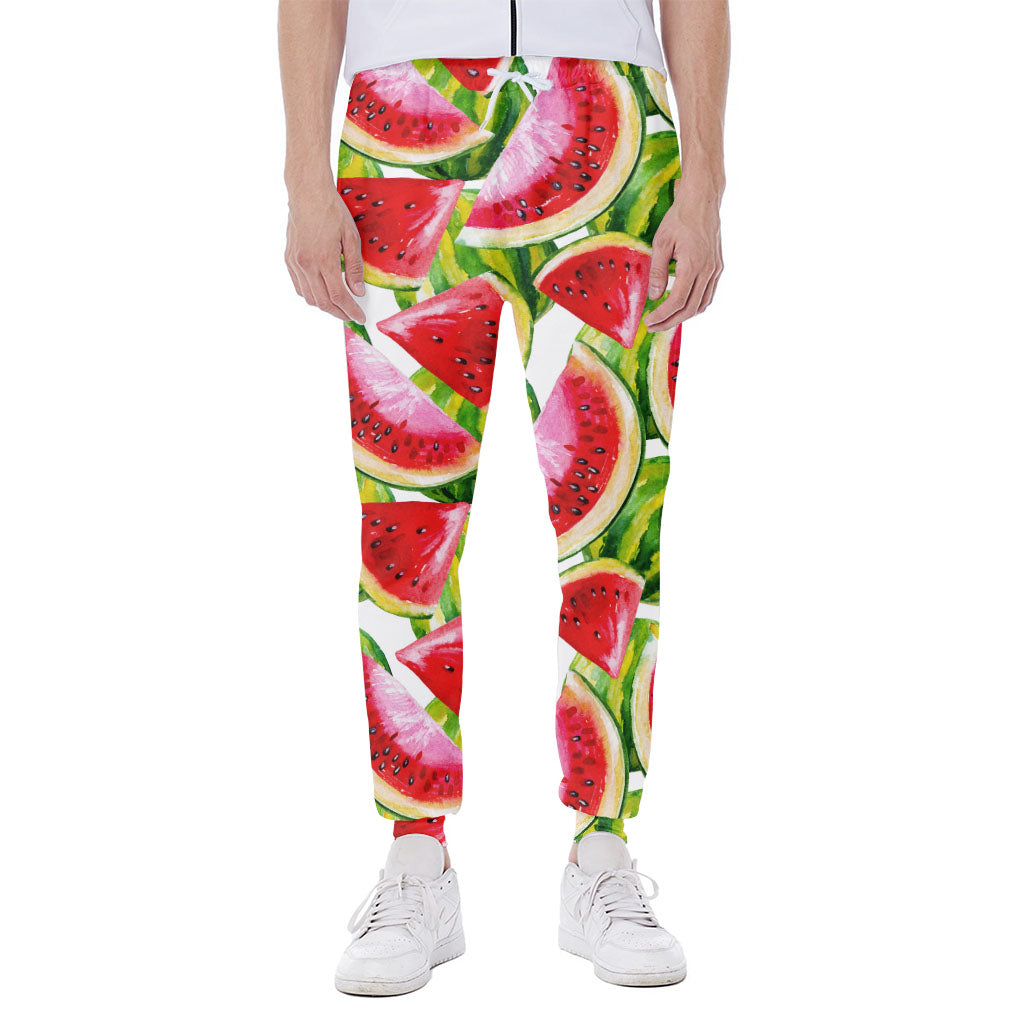 Watercolor Watermelon Pattern Print Scuba Joggers
