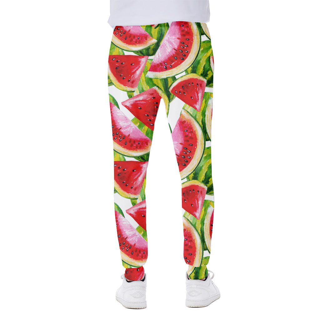 Watercolor Watermelon Pattern Print Scuba Joggers
