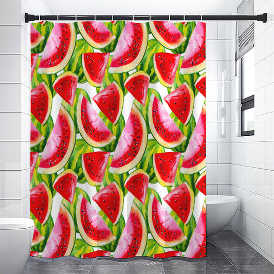 Watercolor Watermelon Pattern Print Shower Curtain
