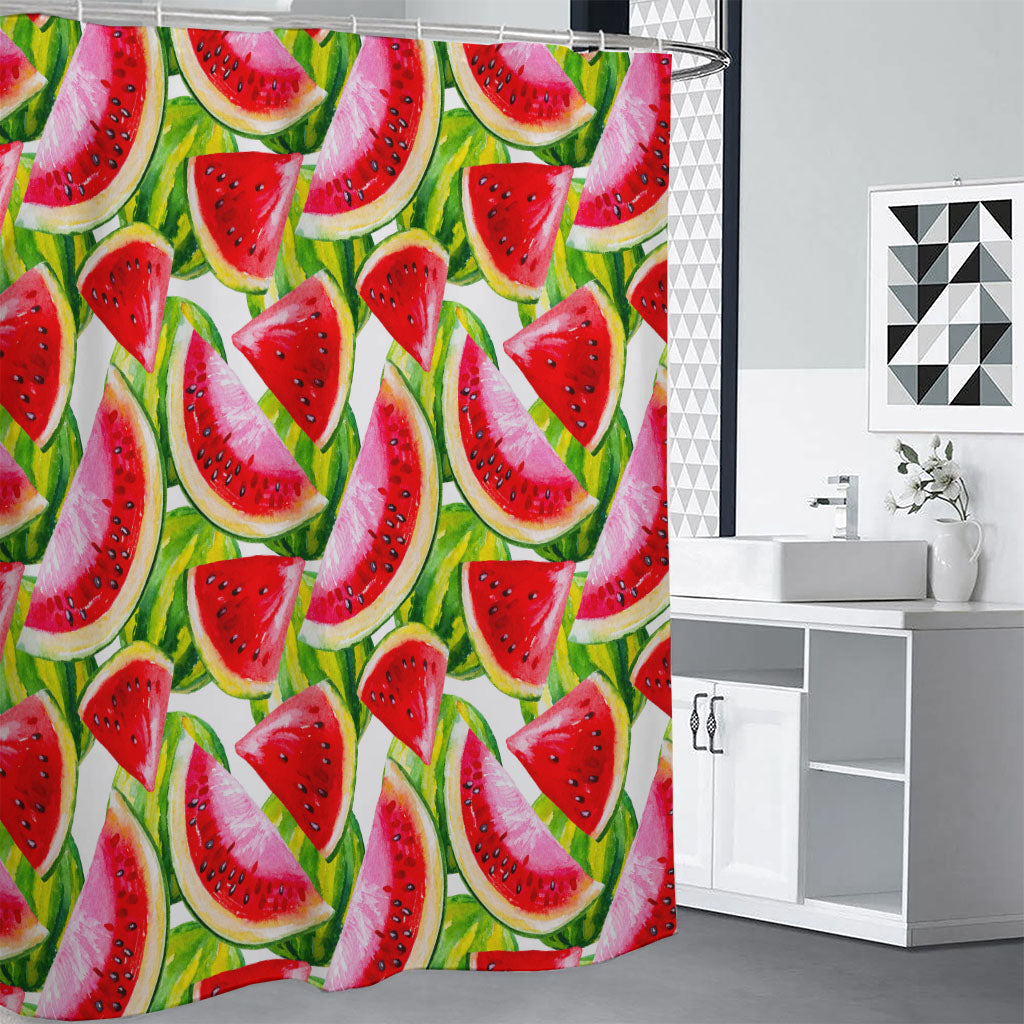 Watercolor Watermelon Pattern Print Shower Curtain