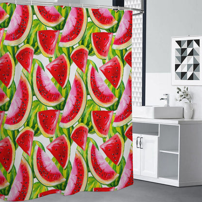 Watercolor Watermelon Pattern Print Shower Curtain
