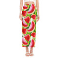 Watercolor Watermelon Pattern Print Side Slit Maxi Skirt