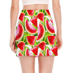 Watercolor Watermelon Pattern Print Side Slit Mini Skirt
