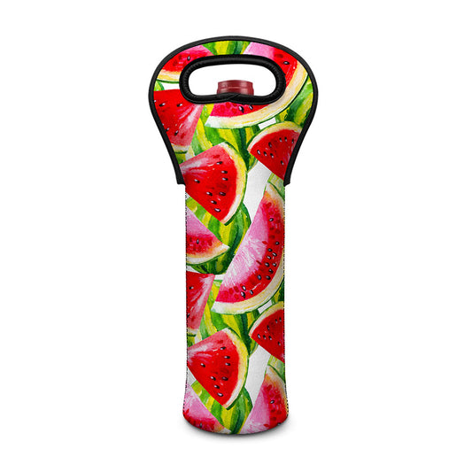 Watercolor Watermelon Pattern Print Single Neoprene Wine Tote