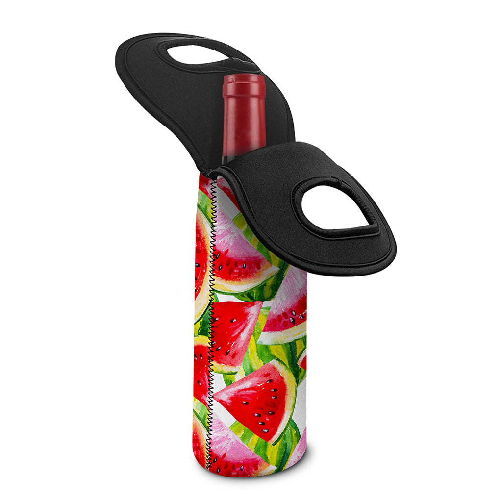 Watercolor Watermelon Pattern Print Single Neoprene Wine Tote