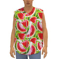 Watercolor Watermelon Pattern Print Sleeveless Baseball Jersey