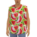 Watercolor Watermelon Pattern Print Sleeveless Baseball Jersey